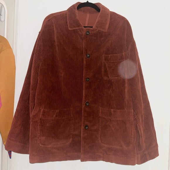 Brownish red corduroy button up jacket with a retro vibe - Picture 1 of 7